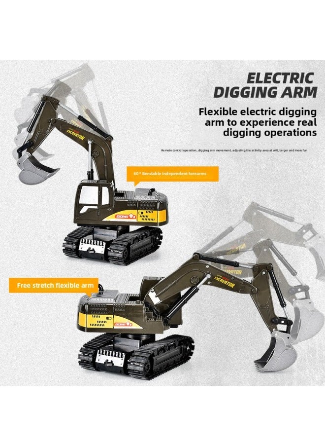 Generic Simulation Channel Excavator Boy Engineering Car Children's Alloy Remote Control Excavator Toy Model Stall Gift-Color:3822 Crane 8 Pass  - Image 2