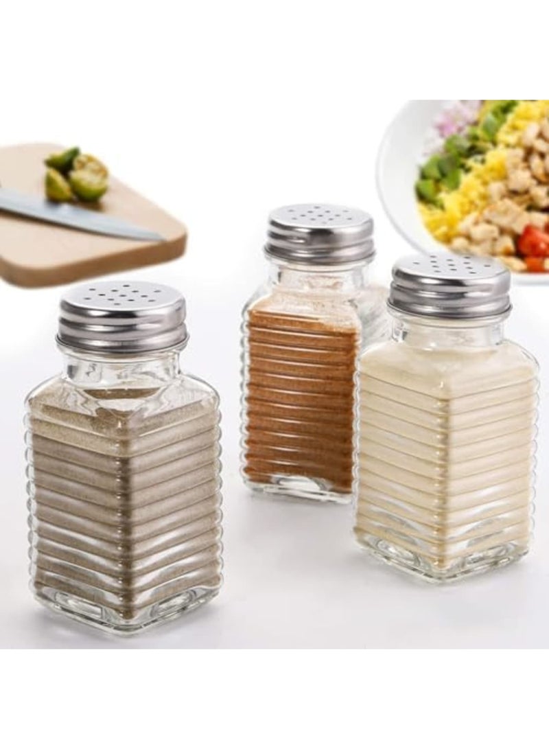 SYOSI 30 Pack Glass Salt and Pepper Shakers Set - 3.3oz Spice Jars with Stainless Steel Lids, Clear Refillable Shakers for Restaurants, Kitchens, Food Trucks & Home Use (3.2" x 1.5") - Image 3
