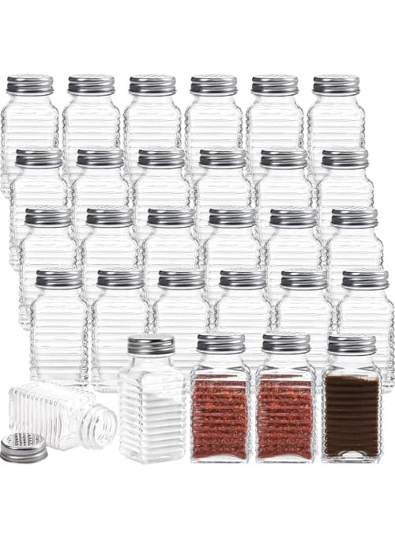 SYOSI 30 Pack Glass Salt and Pepper Shakers Set - 3.3oz Spice Jars with Stainless Steel Lids, Clear Refillable Shakers for Restaurants, Kitchens, Food Trucks & Home Use (3.2" x 1.5") - Image 1