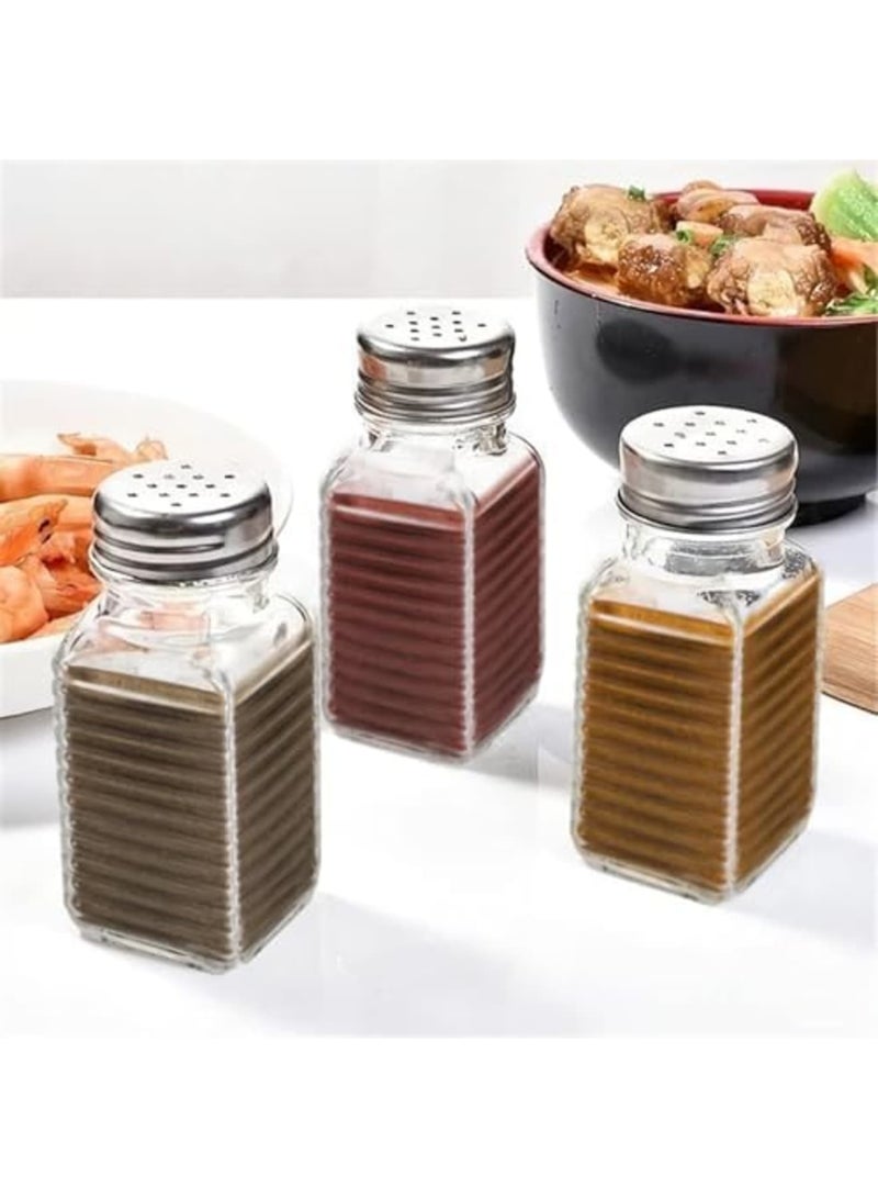 SYOSI 30 Pack Glass Salt and Pepper Shakers Set - 3.3oz Spice Jars with Stainless Steel Lids, Clear Refillable Shakers for Restaurants, Kitchens, Food Trucks & Home Use (3.2" x 1.5") - Image 2