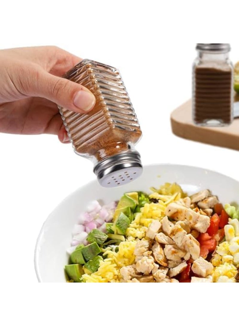SYOSI 30 Pack Glass Salt and Pepper Shakers Set - 3.3oz Spice Jars with Stainless Steel Lids, Clear Refillable Shakers for Restaurants, Kitchens, Food Trucks & Home Use (3.2" x 1.5") - Image 4
