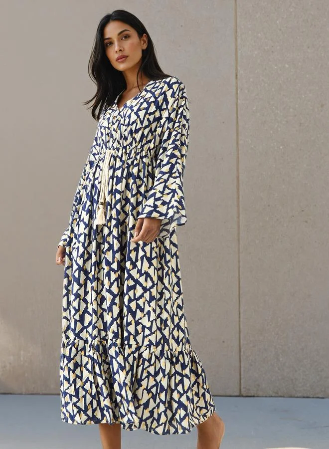 سبلاش فيڤ قفطان نسائي مطبوع من الفيسكوز