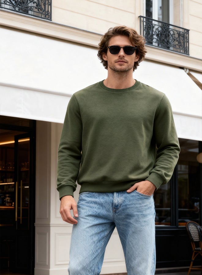 trendyol Khaki Regular/Normal Cut Polar Fleece/Warm Sweatshirt TMNAW21SW1208 - Image 1