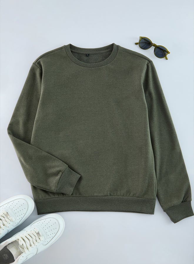 trendyol Khaki Regular/Normal Cut Polar Fleece/Warm Sweatshirt TMNAW21SW1208 - Image 2