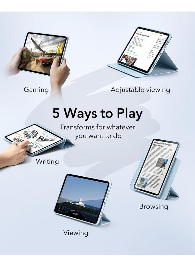 اي اس ار حافظة ESR لجهاز iPad Air 13 بوصة M2 (2024)، غطاء iPad Air 13 مع حامل قلم، غطاء مغناطيسي قابل للإزالة، حامل عمودي، يدعم Pencil Pro/Pencil (USB-C) بالكامل، سلسلة Rebound 360، أزرق منعش  - Image 3