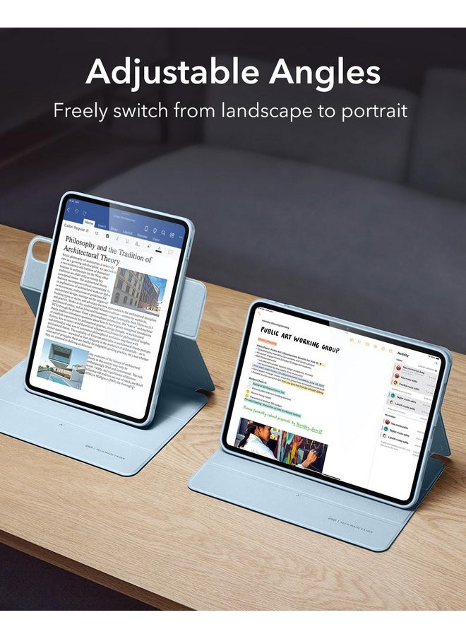 اي اس ار حافظة ESR لجهاز iPad Air 13 بوصة M2 (2024)، غطاء iPad Air 13 مع حامل قلم، غطاء مغناطيسي قابل للإزالة، حامل عمودي، يدعم Pencil Pro/Pencil (USB-C) بالكامل، سلسلة Rebound 360، أزرق منعش  - Image 5
