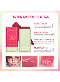 ibcccndc On-the-Go Blush Stick, Moisturizing Blush Cream, Natural Waterproof Multi-Use Lip Tint and Creamy Blush for Eyes Lips and Cheeks 19G  - Image 5