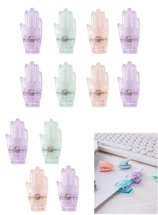 MEZON 12 PCs Memo Clip Mini Palms Paper Clip DIY Craft Paper Clamps Palms Bookmark Clip Binder Clips Decorative File Paper Folder Clip (Multicolor) - Image 1