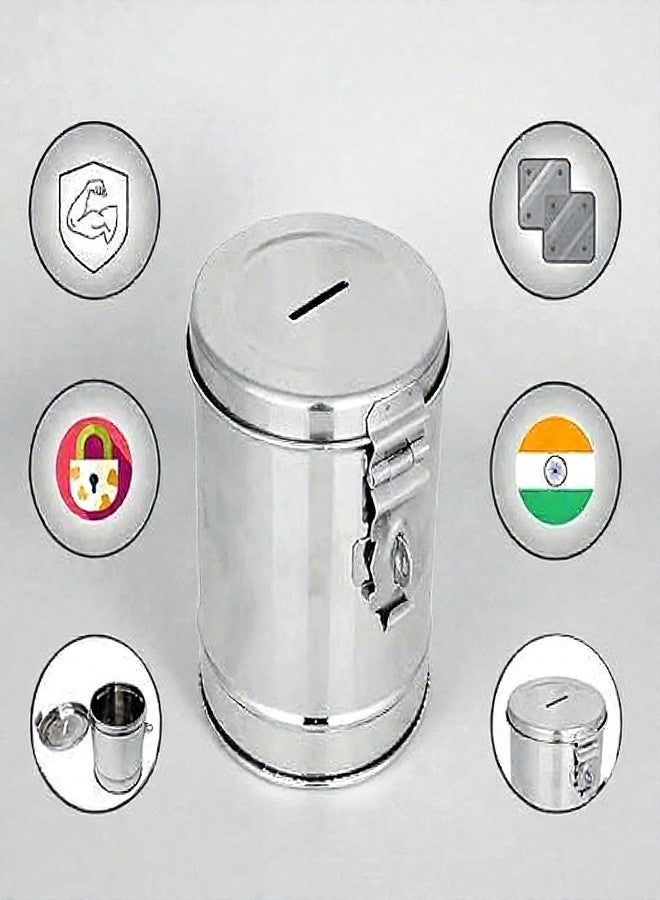 Standify® 1500ML Big Money Bank_A Stainless Steel Money Box Heavy Duty Bachat Gulak for Kids & Adults Unbreakable Piggy Bank. - Image 5