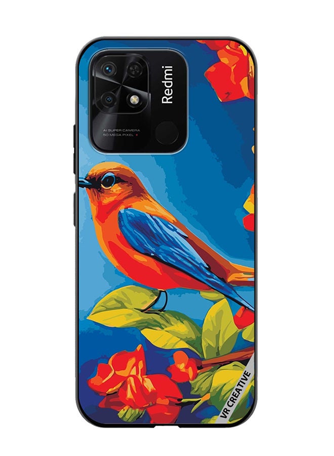 VR CREATIVE Protective Case Cover For Xiaomi Redmi 10C Bird Sits Branch Cherry Blossoms Design Multicolour - Image 1