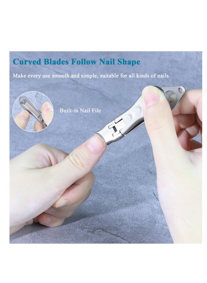 Excefore - Ultra Thin Keychain Nail Clippers, Fingernail Clipper with Catcher Splash Proof, Sharp Foldable Stainless Steel Small Nail Cutter, Trim Fingernail Toenail Built-in Nail File for Men Women - Image 1