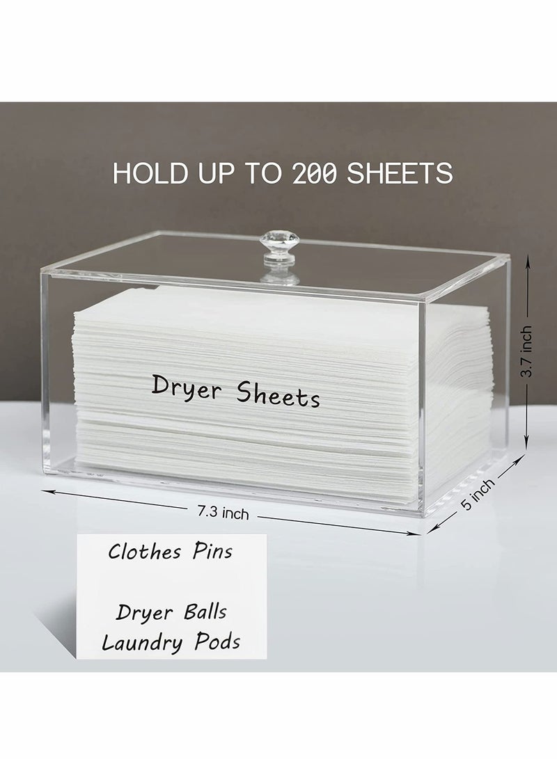 KASTWAVE Dryer Sheet Holder, Dryer Sheet Dispenser, Acrylic Container Storage Box for Laundry Room Organization, Holds Dryer Sheets, Dryer Balls, Clothes Pins, Laundry Pods - Image 2