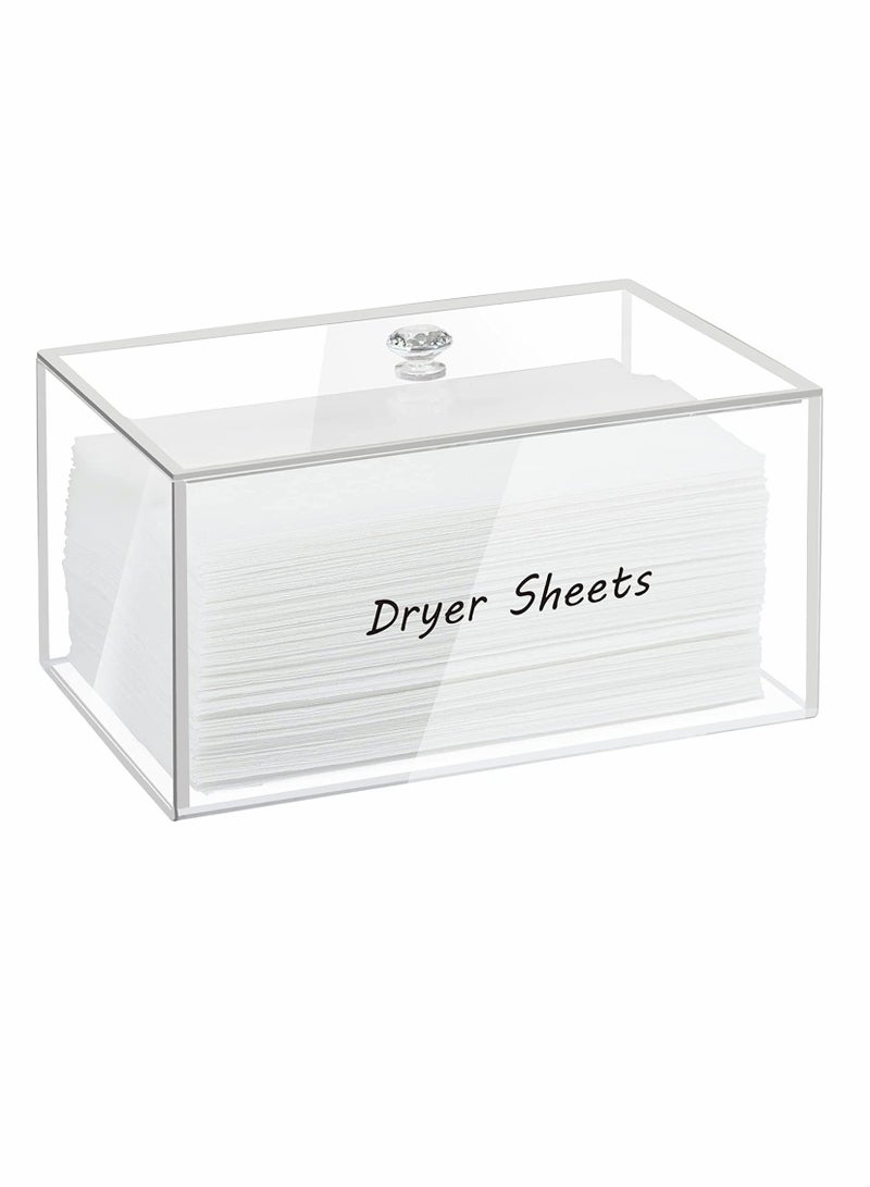 KASTWAVE Dryer Sheet Holder, Dryer Sheet Dispenser, Acrylic Container Storage Box for Laundry Room Organization, Holds Dryer Sheets, Dryer Balls, Clothes Pins, Laundry Pods - Image 1