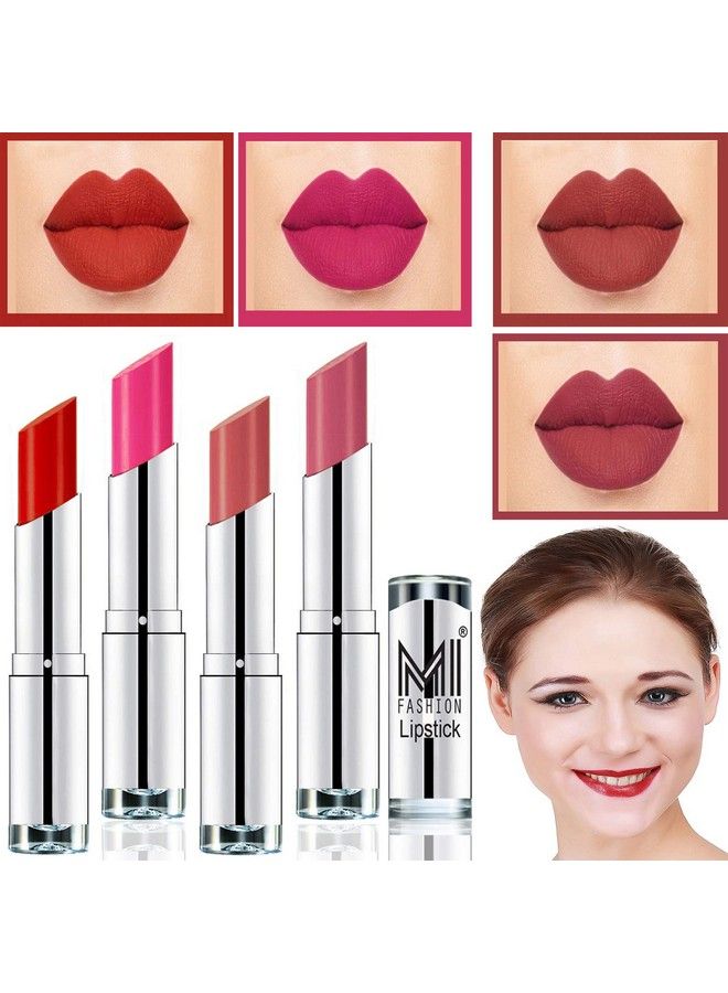 MI FASHION Creme Matte Lipstick (Set Of 4 Pcs) Matte Finish 3.5Gm Each Multicolor - Image 2