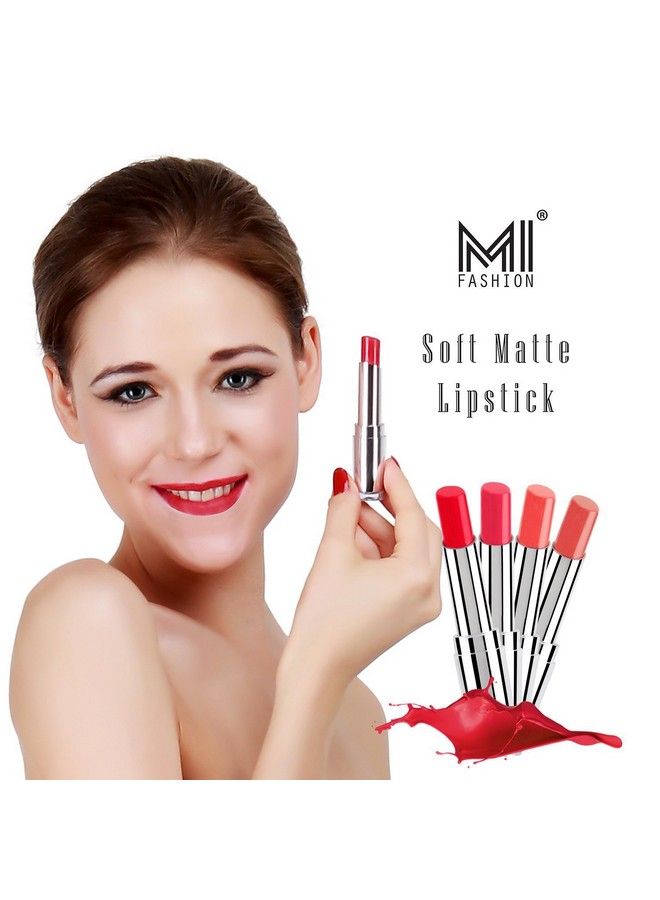 MI FASHION Creme Matte Lipstick (Set Of 4 Pcs) Matte Finish 3.5Gm Each Multicolor - Image 4