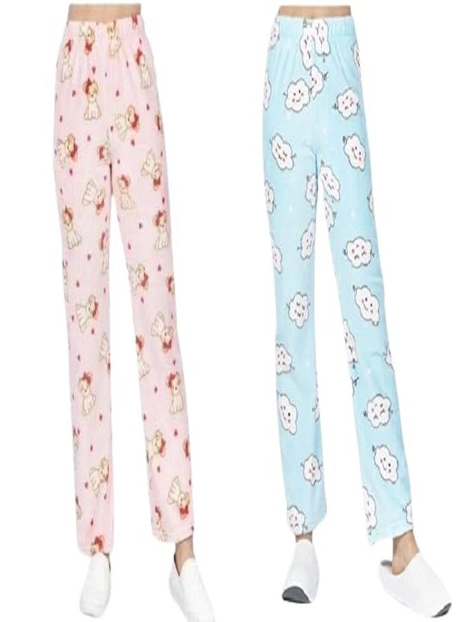 IKKAI Girls Baby Solid Winter Warm Pants Printed Pajama Fleece/Jogger Pack of 2 Multicolour - Image 1