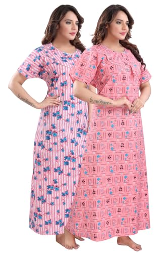 Fabme Women's Cotton Printed Nighty (Pack of 2) - Image 4