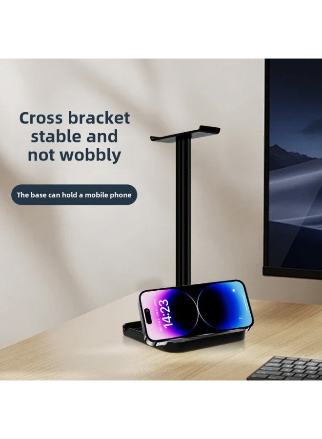 Headset Holder Headset Holder Storage Rack Special Display Shelf Internet Cafe Dormitory Computer Headset Hanger-Color:Black-Style:Cross Bracket  - Image 4