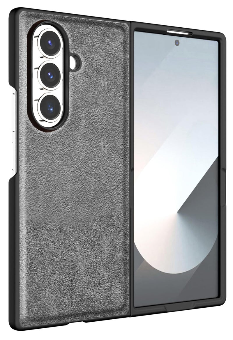 Kapa Tux Leather Back Cover for Samsung Galaxy Z Fold 7 | Slim Shockproof Camera Protection Bumper Case (Grey) - Image 1