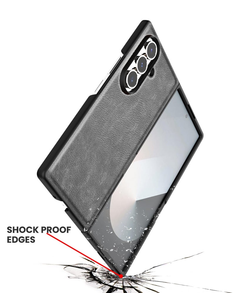 Kapa Tux Leather Back Cover for Samsung Galaxy Z Fold 7 | Slim Shockproof Camera Protection Bumper Case (Grey) - Image 5