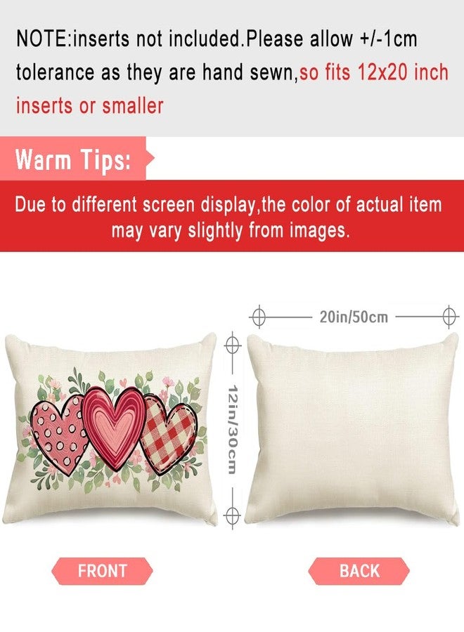 RABUSOFA Outdoor Valentines Pillow Covers Waterproof,12x20 Inch Red Love Heart Polka Dot Decor Buffalo Plaid Wedding Cushion Case Farmhouse Decoration for Sofa Couch(Red, 20" x 12" (Pack of 1)) - Image 3