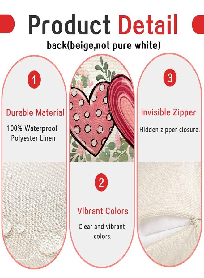 RABUSOFA Outdoor Valentines Pillow Covers Waterproof,12x20 Inch Red Love Heart Polka Dot Decor Buffalo Plaid Wedding Cushion Case Farmhouse Decoration for Sofa Couch(Red, 20" x 12" (Pack of 1)) - Image 4