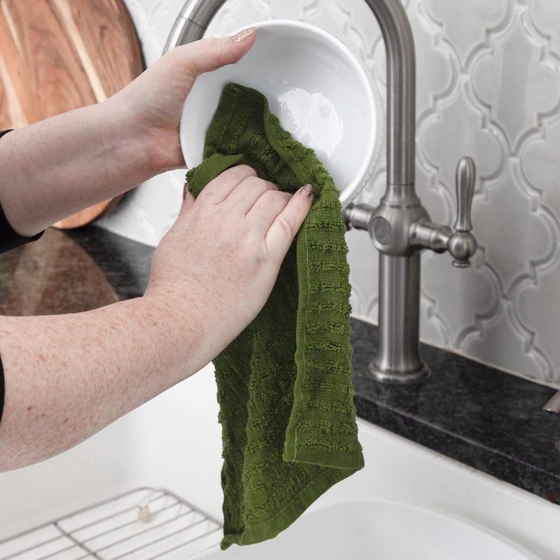 Ritz Royale Collection 100% Combed Terry Cotton, Highly Absorbent, Kitchen Dish Cloth Set, 13-3/4" x 12", 3-Pack, Solid, Cactus Green - Image 4