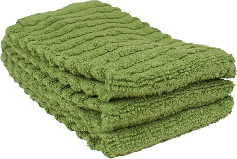 Ritz Royale Collection 100% Combed Terry Cotton, Highly Absorbent, Kitchen Dish Cloth Set, 13-3/4" x 12", 3-Pack, Solid, Cactus Green - Image 1