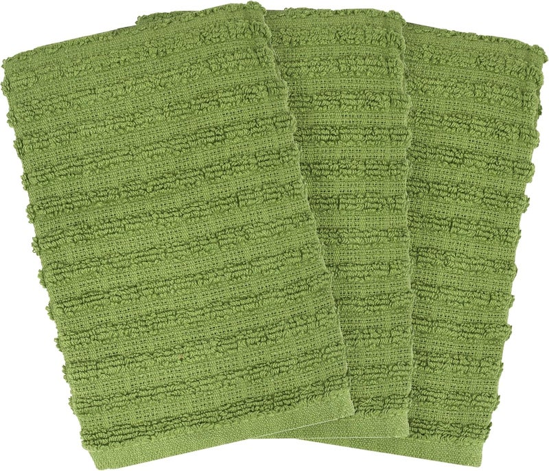 Ritz Royale Collection 100% Combed Terry Cotton, Highly Absorbent, Kitchen Dish Cloth Set, 13-3/4" x 12", 3-Pack, Solid, Cactus Green - Image 2