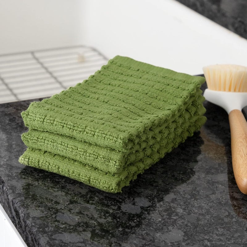 Ritz Royale Collection 100% Combed Terry Cotton, Highly Absorbent, Kitchen Dish Cloth Set, 13-3/4" x 12", 3-Pack, Solid, Cactus Green - Image 5