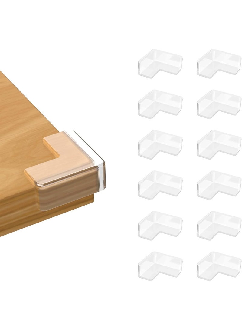 سكاي تاتش مجموعة من 12 واقيًا للزوايا ومصدات الحواف - واقيات أمان شفافة على شكل حرف L لحماية زوايا الأثاث والطاولات الحادة من عبث الأطفال - Image 1