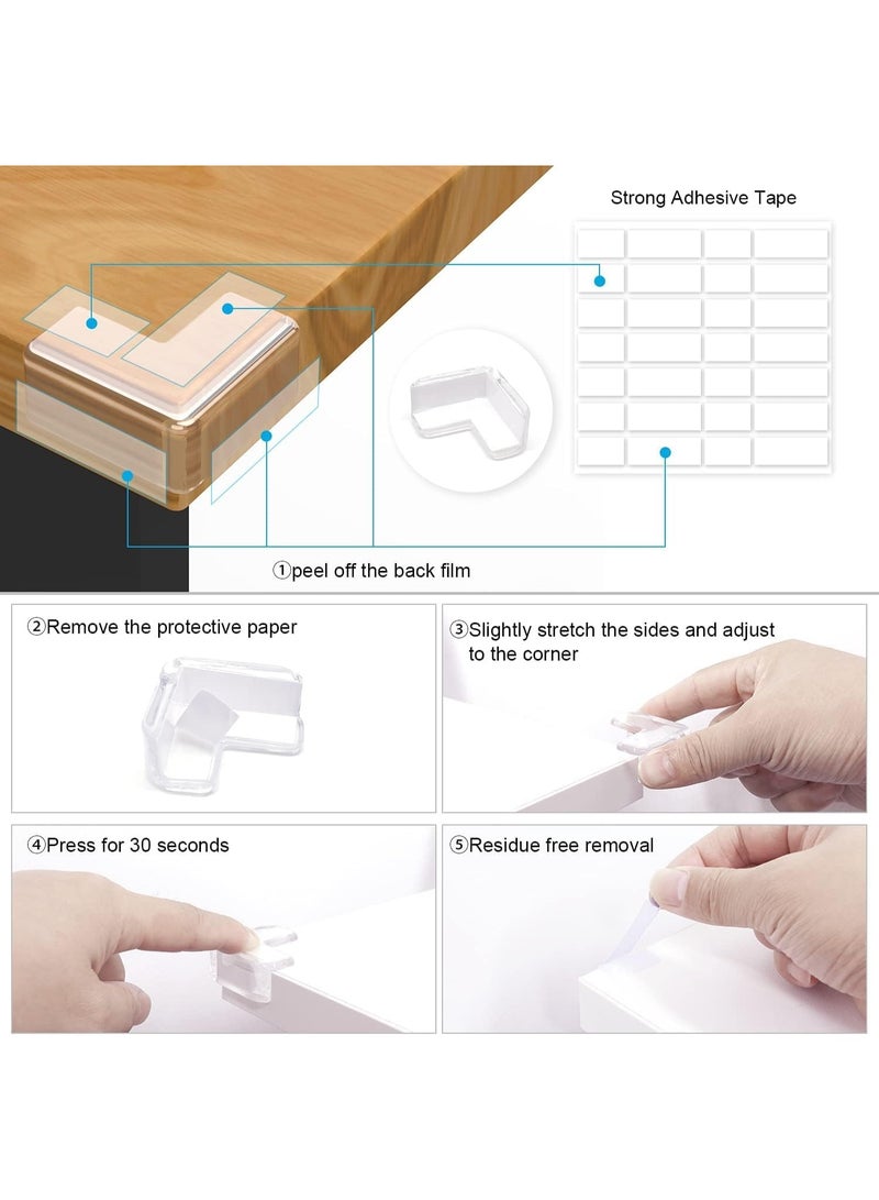سكاي تاتش مجموعة من 12 واقيًا للزوايا ومصدات الحواف - واقيات أمان شفافة على شكل حرف L لحماية زوايا الأثاث والطاولات الحادة من عبث الأطفال - Image 4