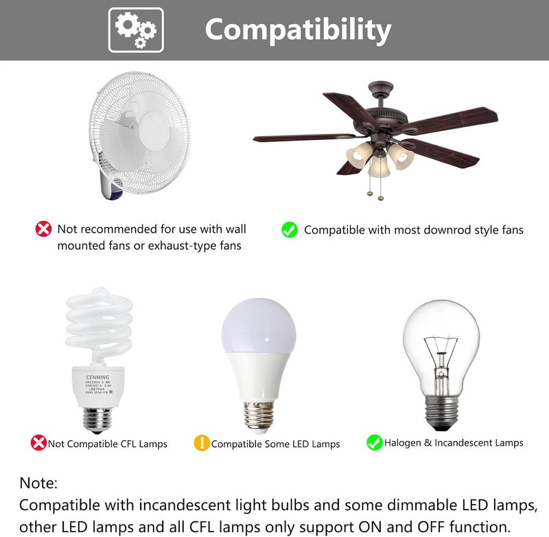 CENMING Universal Ceiling Fan Remote Control Kit for Harbor Breeze Hunter Allen Roth Hampton Bay,w/Receiver Light Dimmer 3-Speed, Replacement of L3HFAN35T1 35T1 L3HFAN35T 35T KUJCE9603 UC7202T CHQ7202T - Image 3