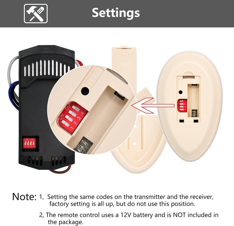CENMING Universal Ceiling Fan Remote Control Kit for Harbor Breeze Hunter Allen Roth Hampton Bay,w/Receiver Light Dimmer 3-Speed, Replacement of L3HFAN35T1 35T1 L3HFAN35T 35T KUJCE9603 UC7202T CHQ7202T - Image 4