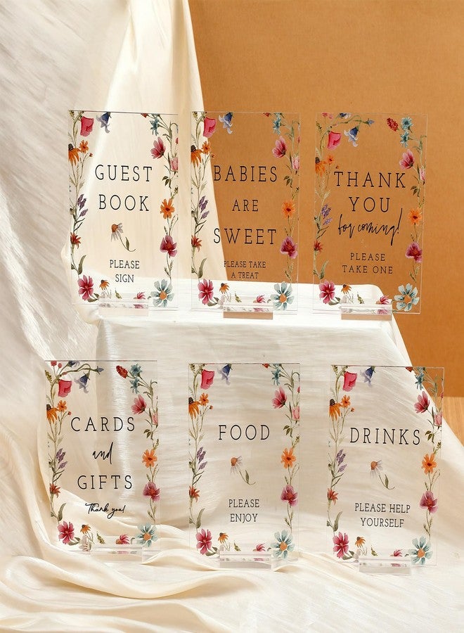 Vercraft 6 Pcs Wildflowers Baby in Bloom Baby Shower Table Decorations Take One Sign Thank You Acrylic Sign Centerpieces with Stand 5 x 7" Wedding Birthday Party Decorations for Guests Gifts - Image 1
