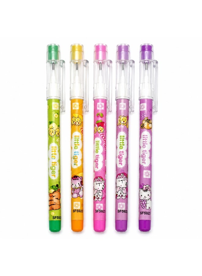 Little Tiger Pencil Set with Cap – 0.7mm HB Lead Pens, Cute Printed Design, Smooth Writing Drafting Pencil for Office, School, Drawing & Sketching
