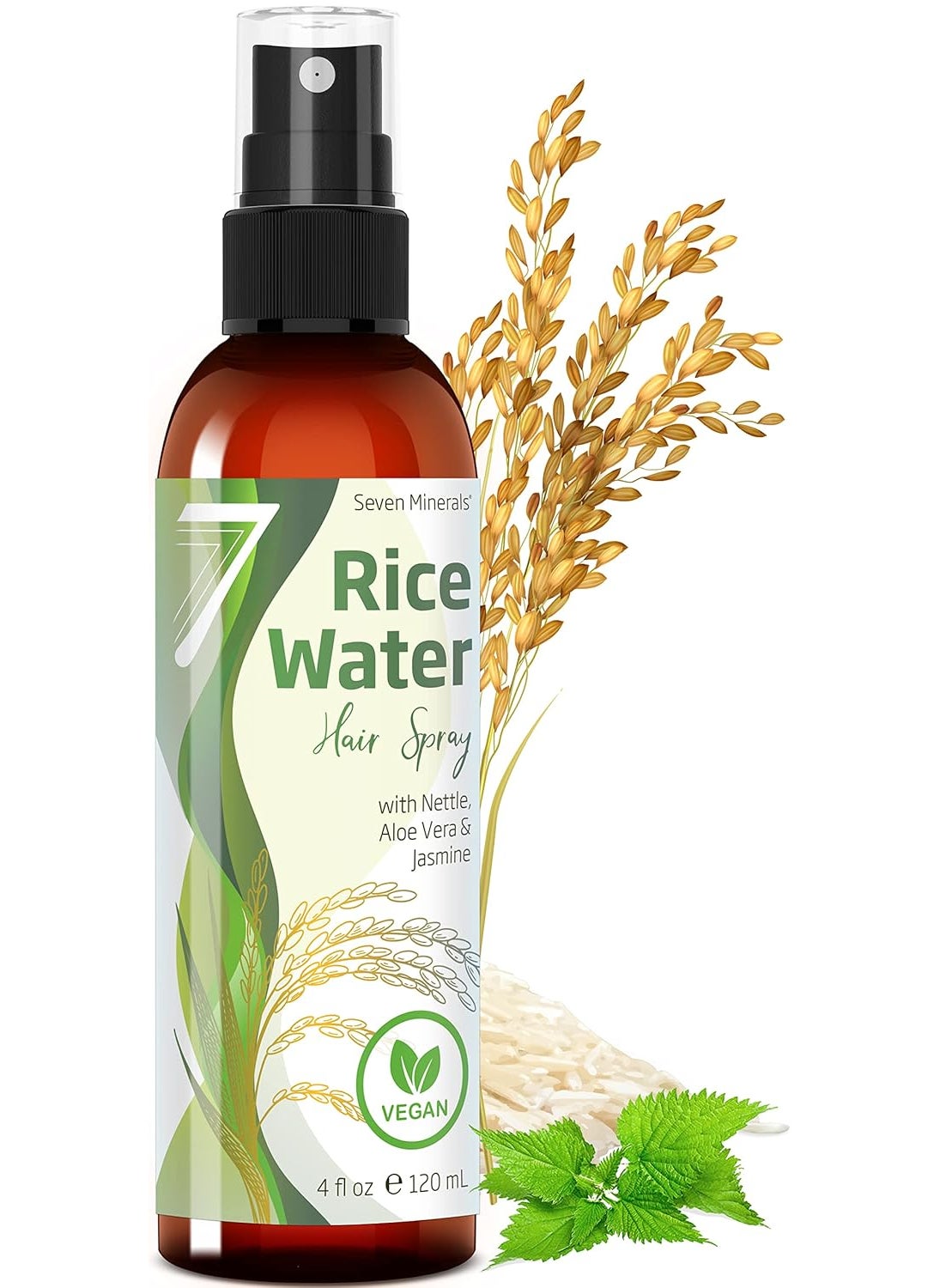 Seven Minerals Seven Minerals NEW Fermented Rice Water for Hair Growth  Blended with Nettle Aloe Vera  Jasmine  Vegan NonGreasy Rice Water Spray  Thicker Longer Softer Hair for Women  Men 4 fl oz 