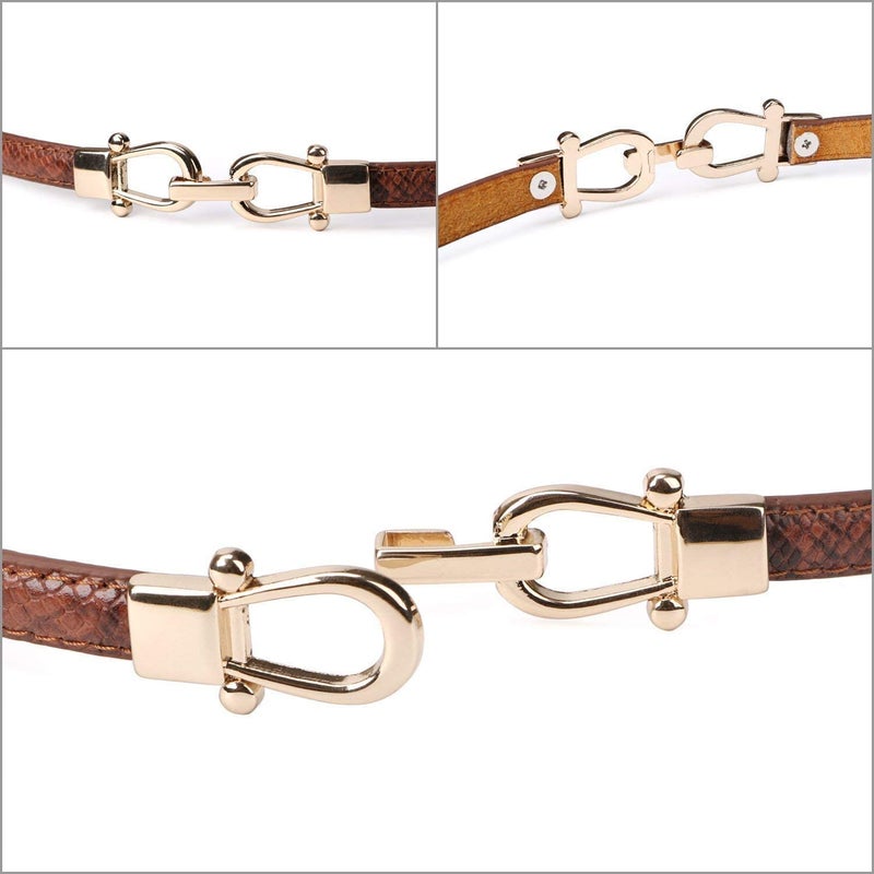 JASGOOD Leather Skinny Women Belt Ladies Thin Waist Belts Plus Size Adjustable for Jeans Pants Dresses with Metal Buckle - Image 5