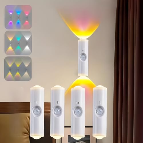 GITGRNTH 4 PCS Smart RGB Motion Sensor Light, Rechargeable LED Night Lamp with Auto On/Off & Color Changing Modes Automatic Color Changing for Home Decor, Bedroom & Hallway & Closet & Stairways - Image 1