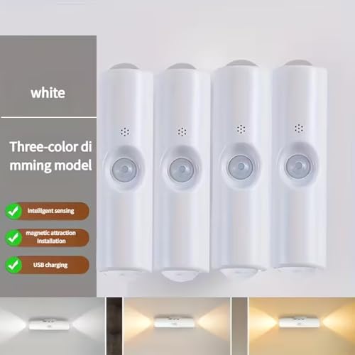 GITGRNTH 4 PCS Smart RGB Motion Sensor Light, Rechargeable LED Night Lamp with Auto On/Off & Color Changing Modes Automatic Color Changing for Home Decor, Bedroom & Hallway & Closet & Stairways - Image 3