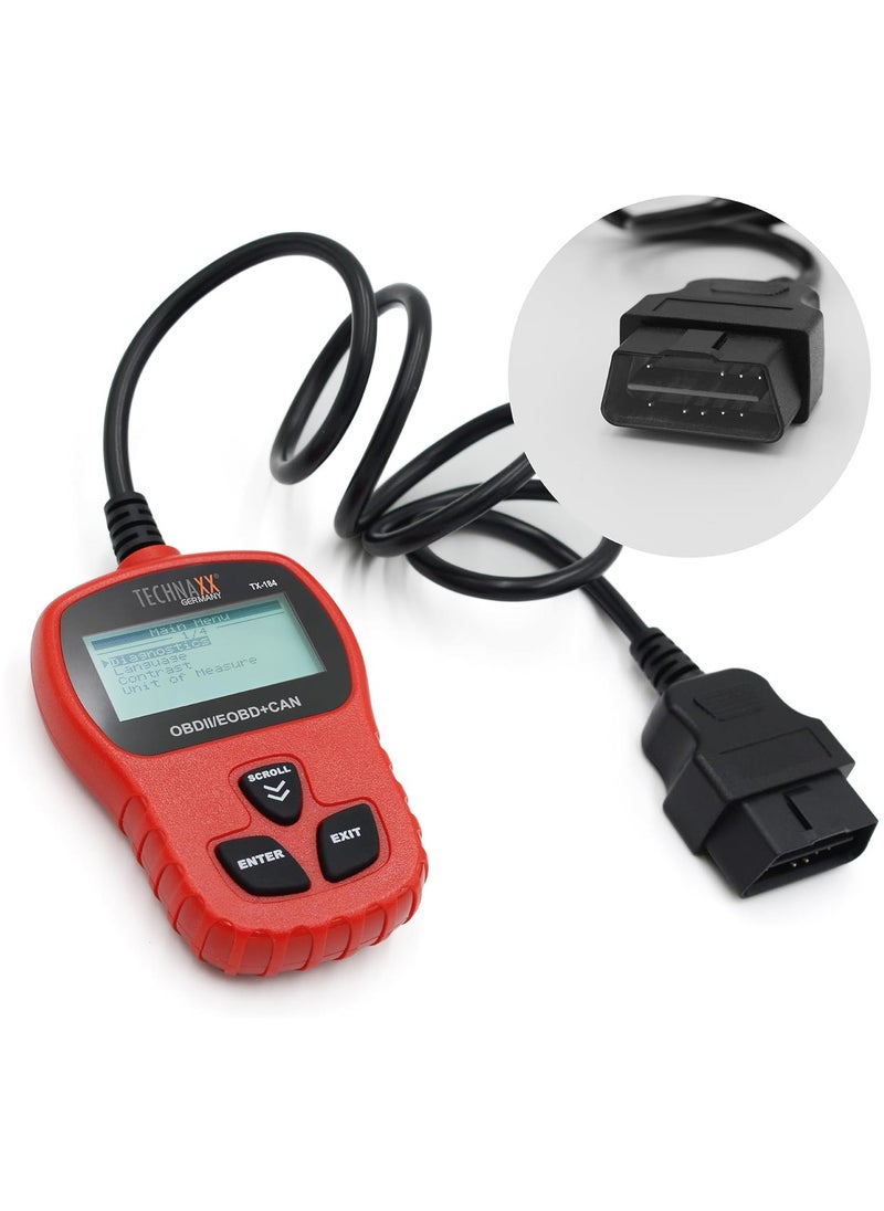 تكناكس ألمانيا ماسح ضوئي OBD2 بتقنية Bluetooth من Technaxx Germany، قارئ أكواد عالمي لفحص أعطال المحرك، قارئ أكواد السيارة للسيارة والدراجات النارية لاسلكيًا متوافق مع تطبيقات الطرف الثالث أداة تشخيصية لضوء فحص المحرك  - Image 1