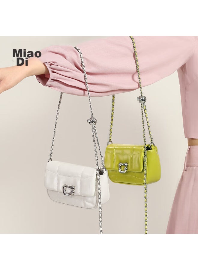 موود Miaodi حقيبة يد صغيرة جديدة صيفية للنساء، حقيبة سلسلة جلد البقرة على طراز Chanel، حقيبة كتف مربعة صغيرة متصالبة، هدية عيد ميلاد - Image 1