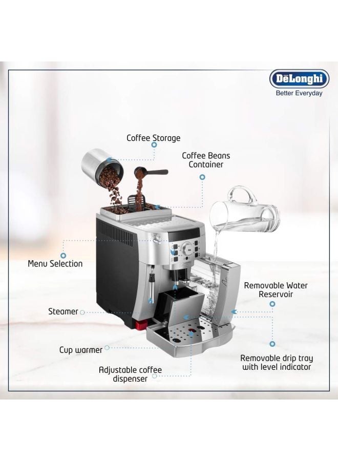 ديلونجي ماكينة ماجنيفيكا أوتوماتيكية لصنع القهوة 1 L 1450 W ECAM22.110 أسود/ فضي - Image 4