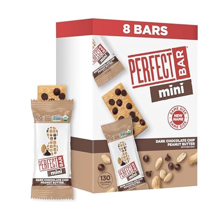 Perfect Bar Mini Dark Chocolate Chip Peanut Butter Protein Bar, Organic, 8 count, .88 oz - Image 1