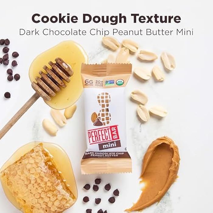 Perfect Bar Mini Dark Chocolate Chip Peanut Butter Protein Bar, Organic, 8 count, .88 oz - Image 5