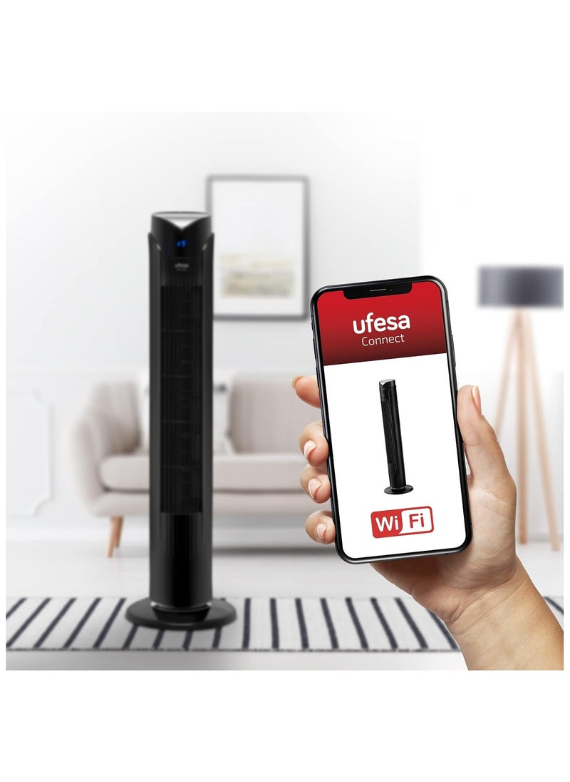 Ufesa - Ufesa Tw1700 Oslo Wi-Fi Tower Fan Can Be Controlled By The App, Remote Control And Touch Panel. It Has A 12-Hour Timer, Offers 3 Speed Settings And Has A Power Output Of 45W. - Image 1