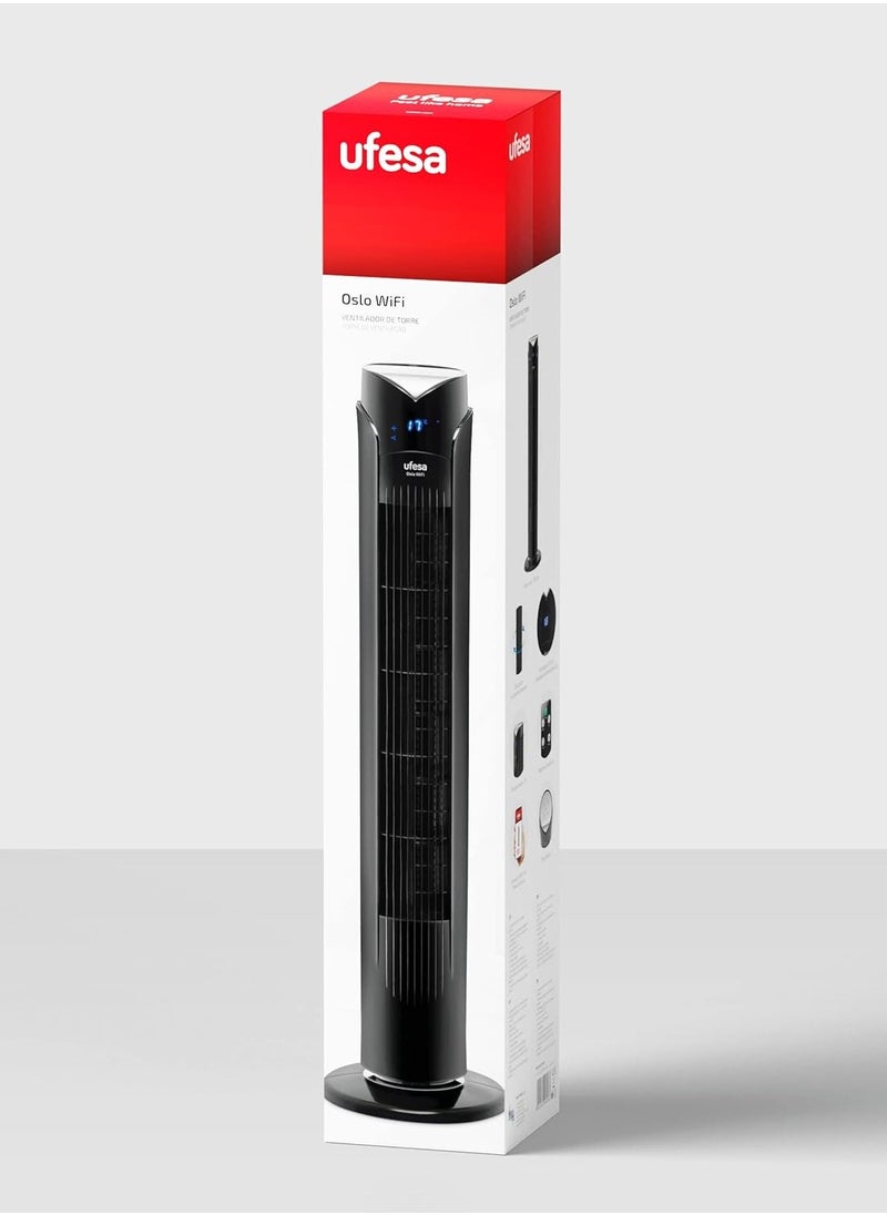 Ufesa - Ufesa Tw1700 Oslo Wi-Fi Tower Fan Can Be Controlled By The App, Remote Control And Touch Panel. It Has A 12-Hour Timer, Offers 3 Speed Settings And Has A Power Output Of 45W. - Image 1
