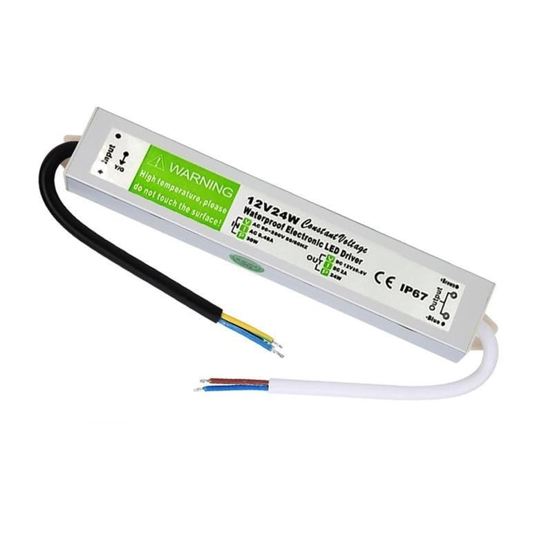 24W 12V 2A LED Driver Adapter IP67 Waterproof Outdoor Aluminum Power Supply - Image 1