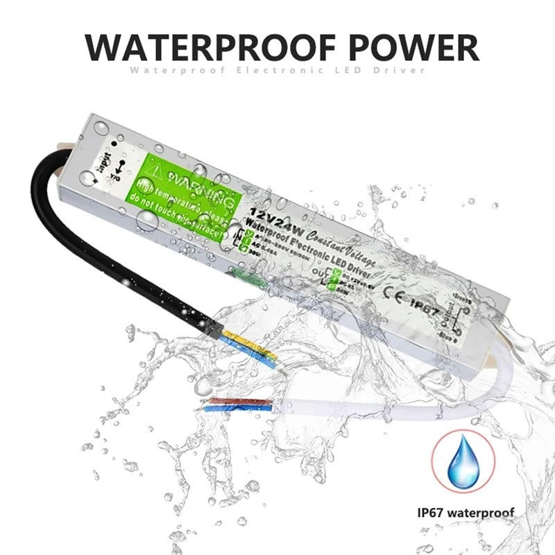 24W 12V 2A LED Driver Adapter IP67 Waterproof Outdoor Aluminum Power Supply - Image 3