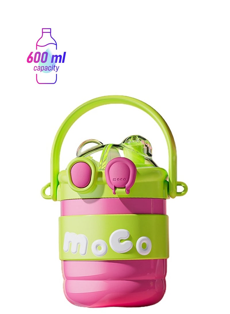 LITTLE SURPRISE BOX Pink & Green 2 way Lid Style Moco Kids Water 600 ml  - Image 1